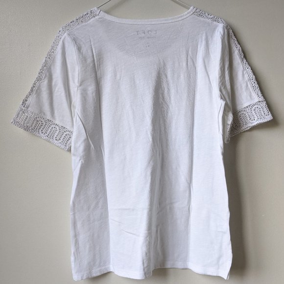 LOFT White Tee with Cotton Lace Details - Picture 2 of 10